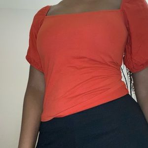 Red Puff Sleeve Top sz S &M